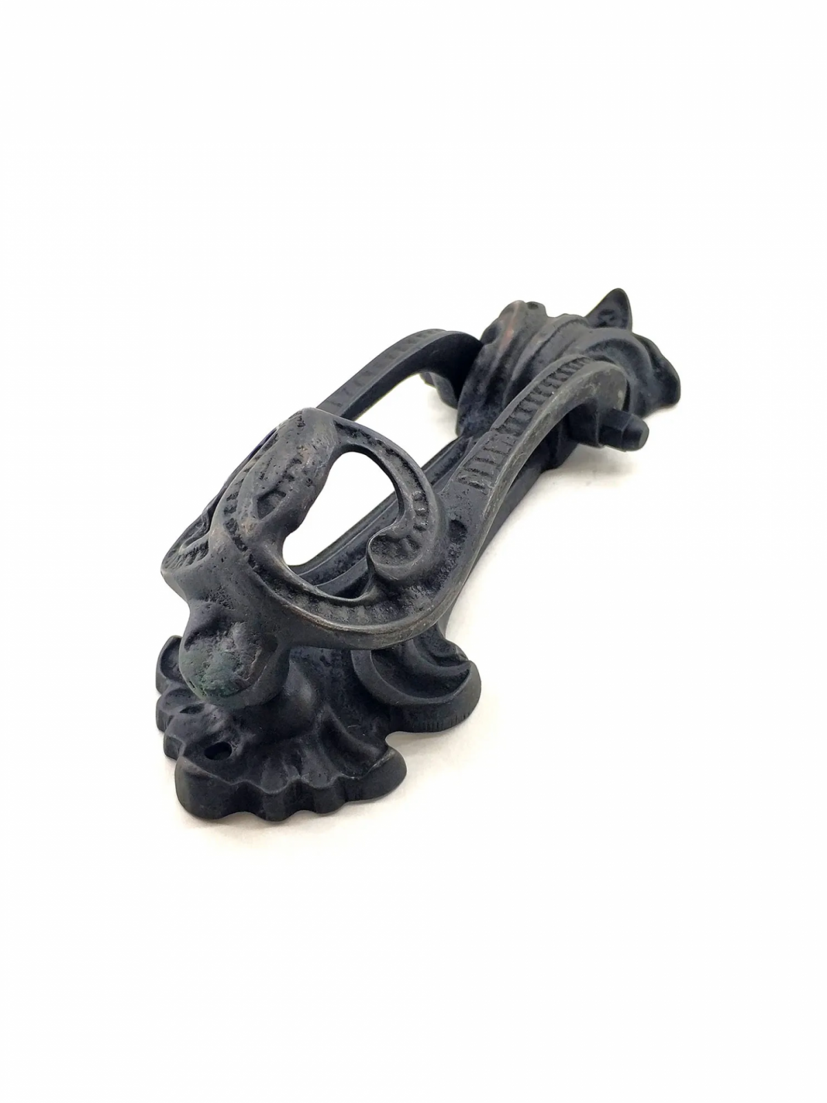 Antika Tarz Dekoratif Pirinç Doğa Kapı Tokmağı, Taktak - 205x73 Mm, Oksit