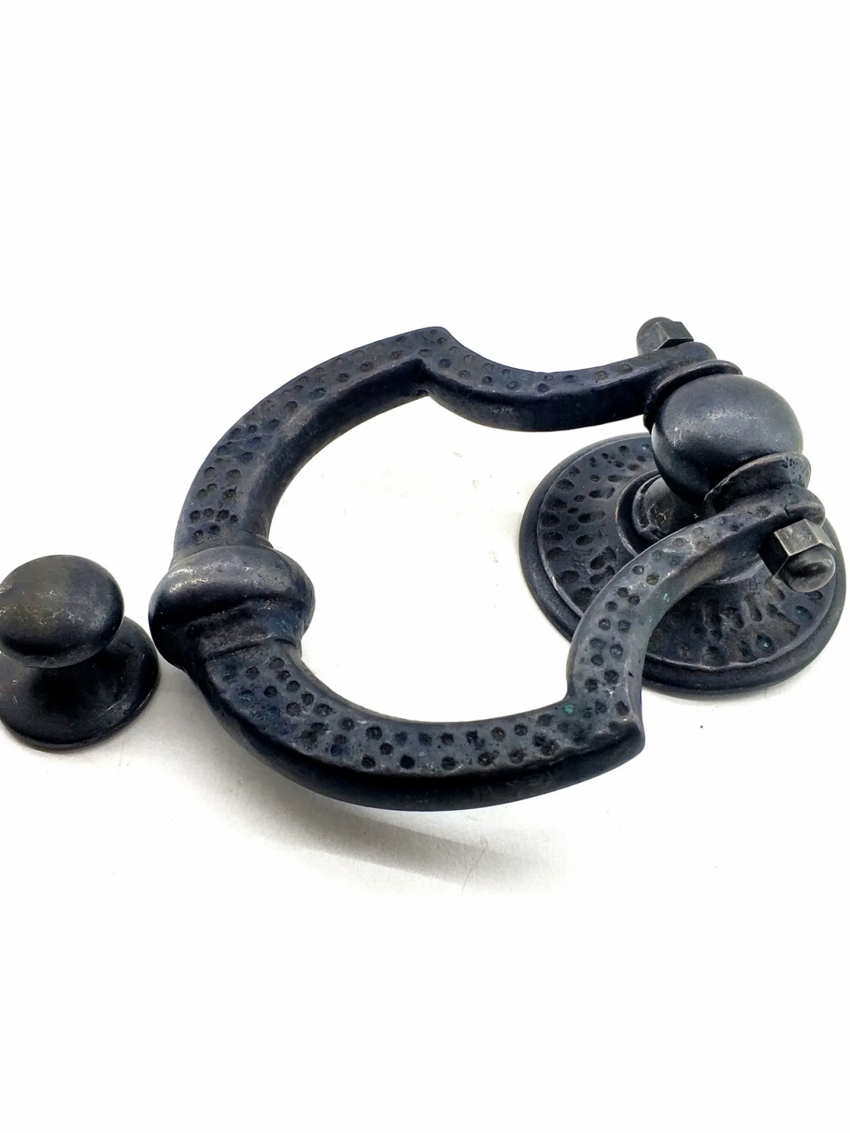 Antika Tarz Dekoratif Pirinç Dövme Kapı Tokmağı, Taktak - 150x105 Mm, Oksit