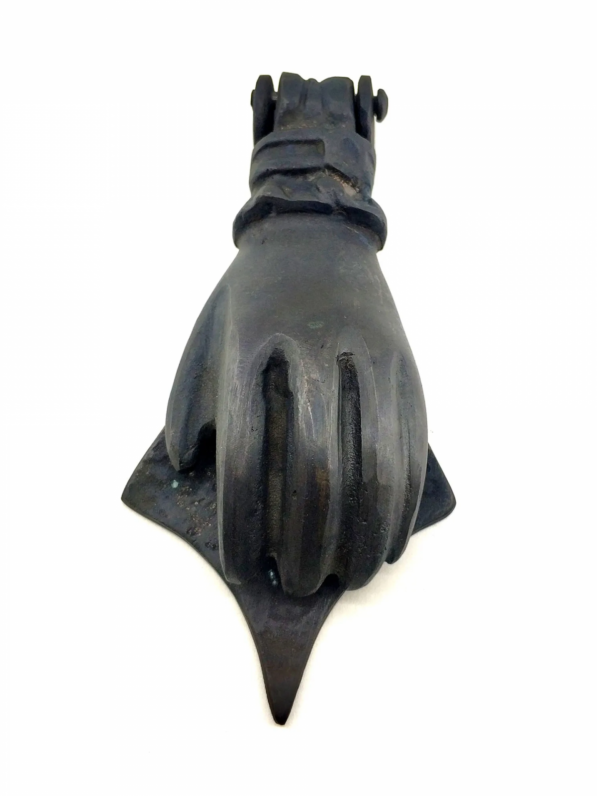 Antika Tarz Dekoratif Pirinç El Kapı Tokmağı, Taktak - 167x75 Mm, Oksit