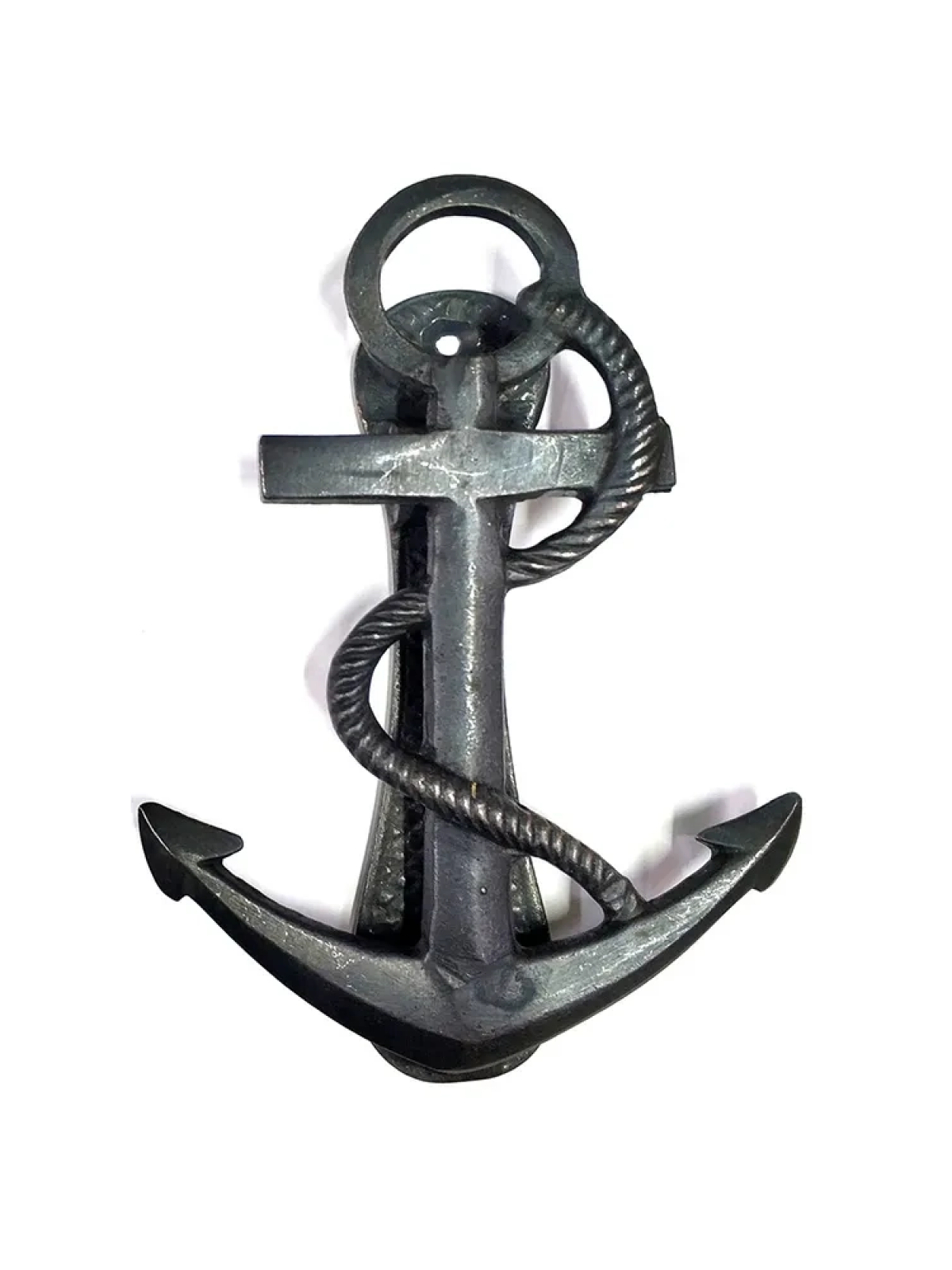 Antika Tarz Dekoratif Pirinç Halatlı, Çapa, Denizci, Gemici Kapı Tokmağı, Taktak - 170x60mm, Oksit