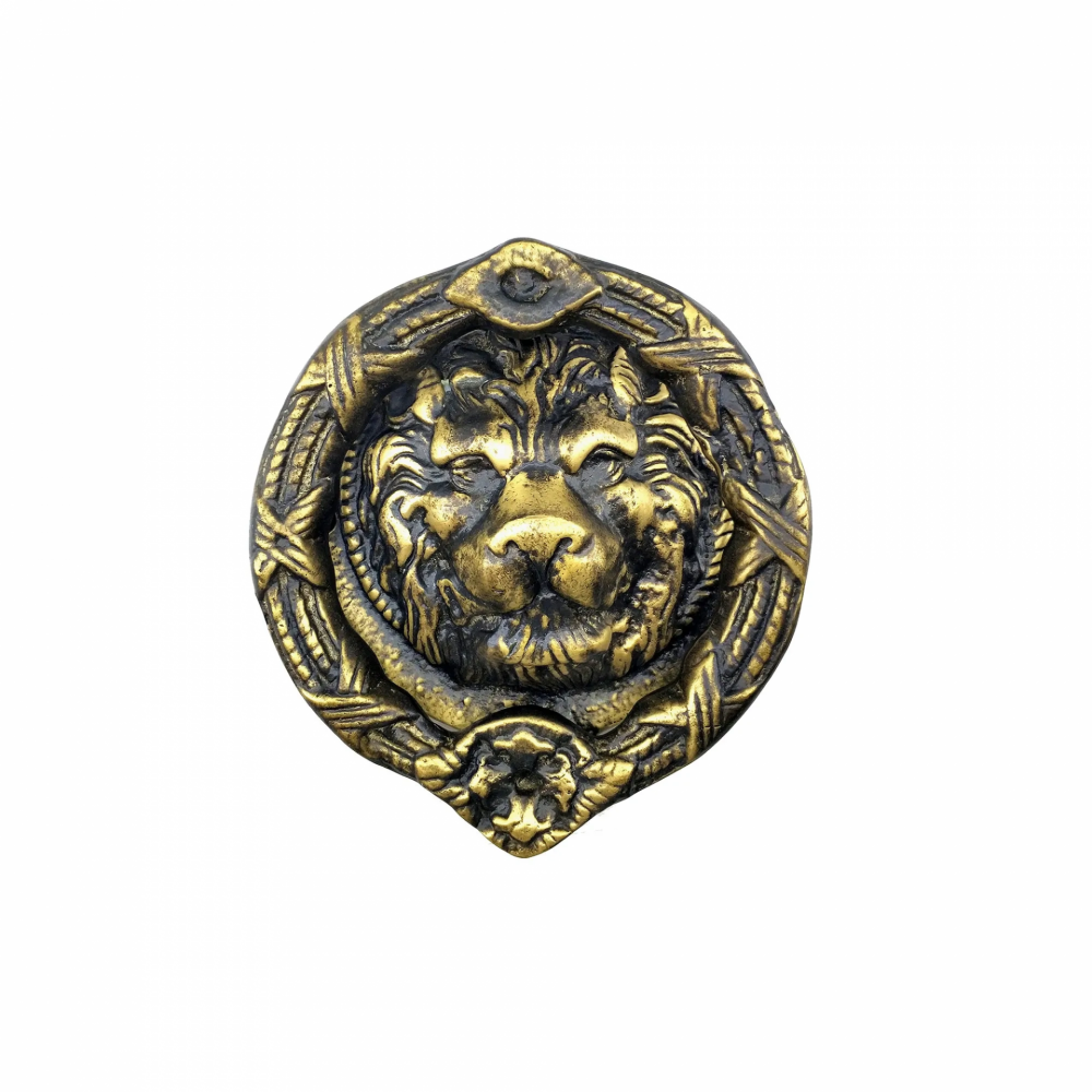 Antika Tarz Dekoratif Pirinç  Kapı Tokmağı, Taktak - 185 Mm, Antik