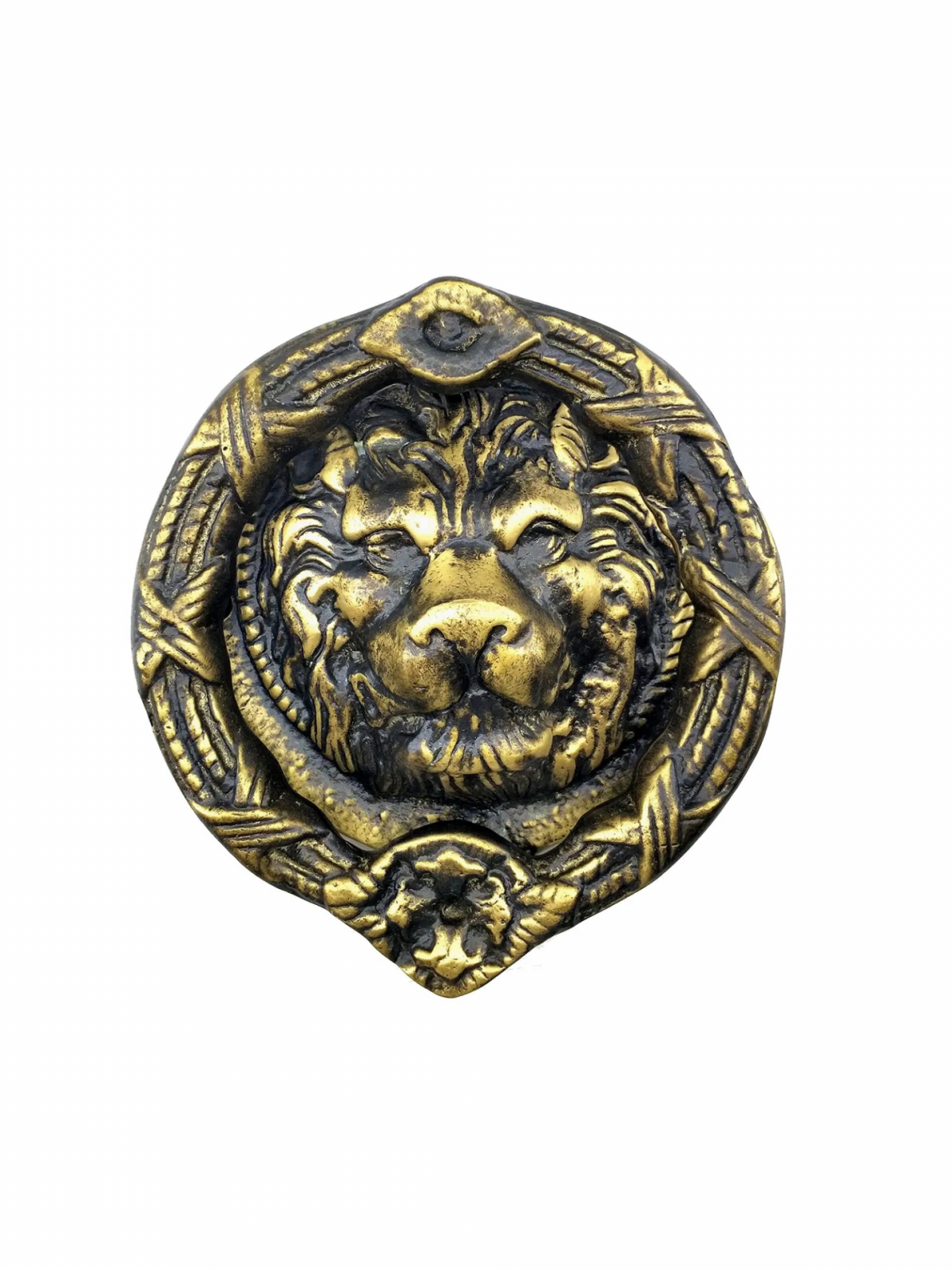 Antika Tarz Dekoratif Pirinç  Kapı Tokmağı, Taktak - 185 Mm, Antik