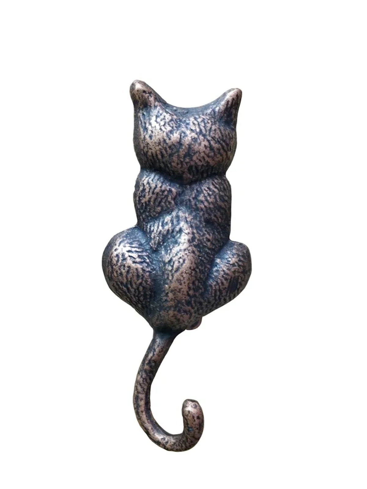 Antika Tarz Dekoratif Pirinç Kedi Sırt Kapı Tokmağı, Taktak - 160x65mm, Oksit