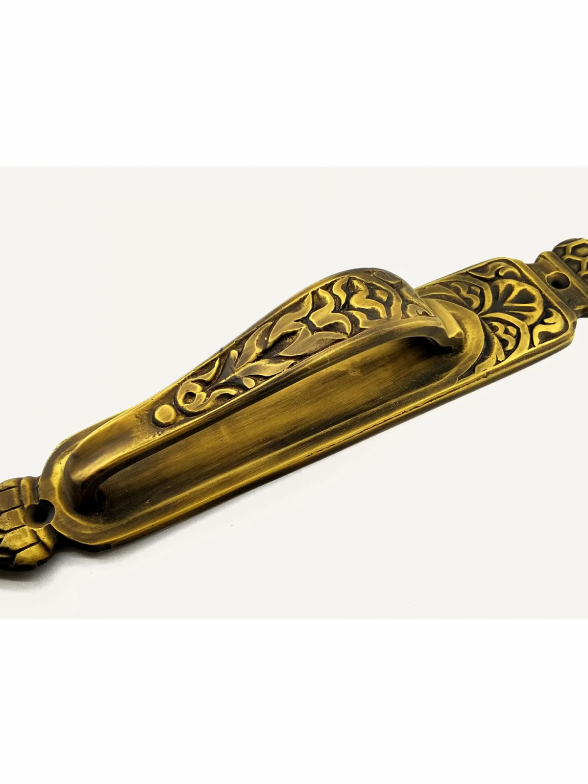 Antika Tarz Dekoratif Pirinç Kubbeli Çekme Kapı Kolu - 396x68 Mm, Antik