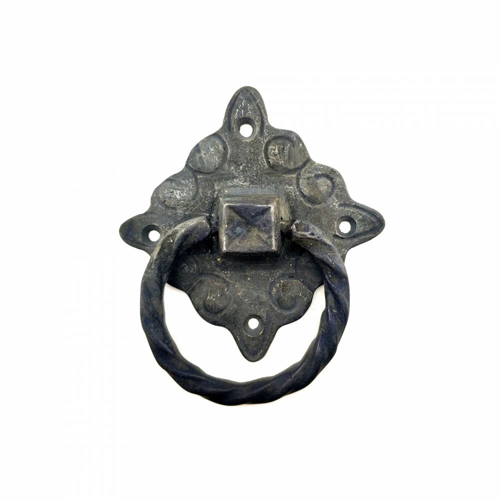 Antika Tarz Dekoratif Pirinç Mobilya Kulbu, Kapı Kilit Halkası - 94x97 Mm, Büyük, Oksit