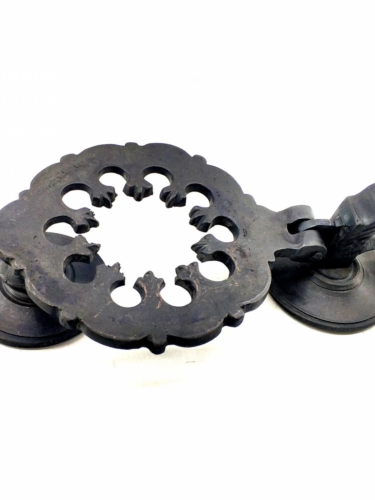 Antika Tarz Dekoratif Pirinç Osmanlı Kapı Tokmağı, Taktak - 265x75mm, Oksit