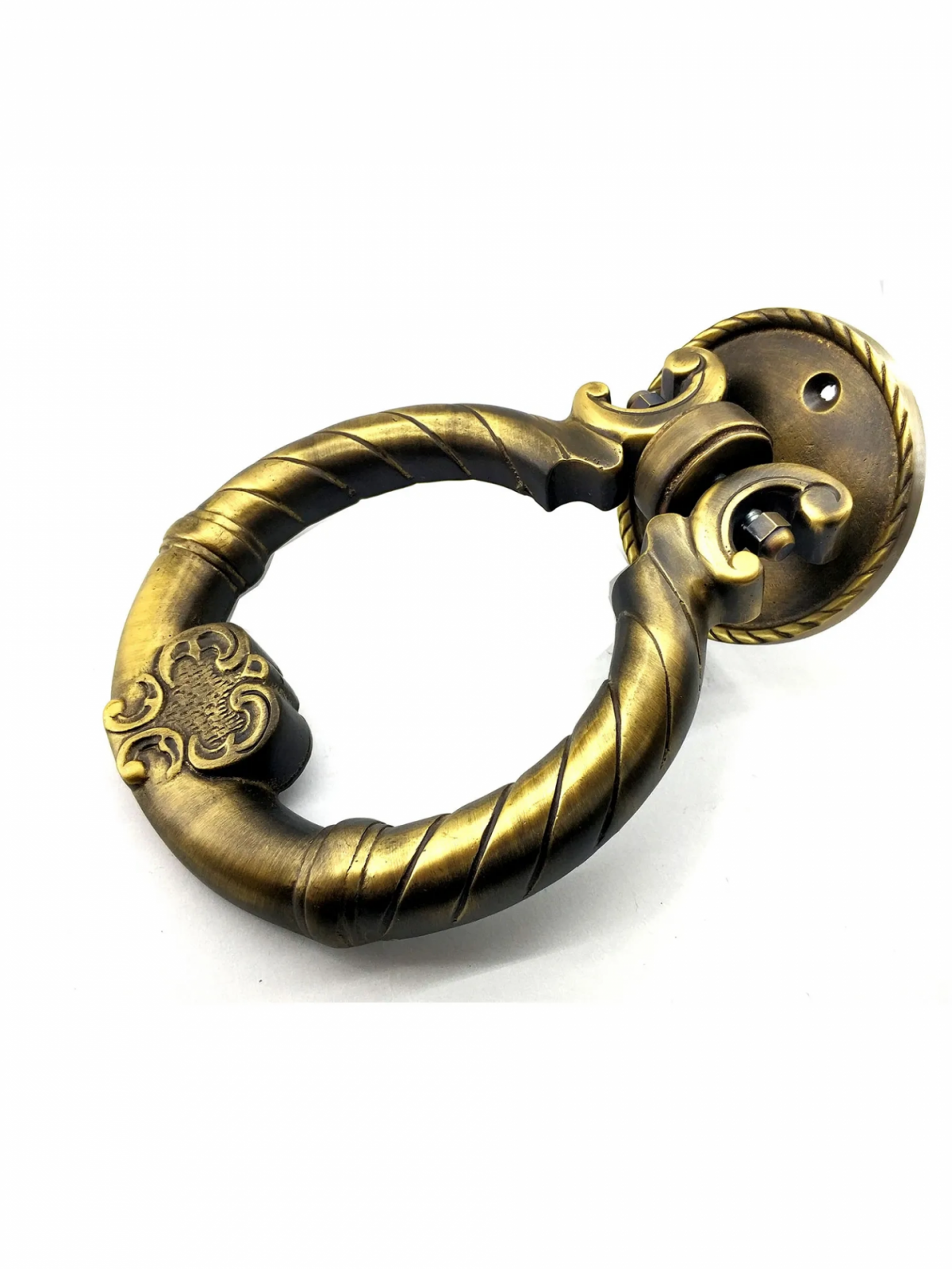 Antika Tarz Dekoratif Pirinç Saray Kapı Tokmağı, Taktak - 97mm, Antik