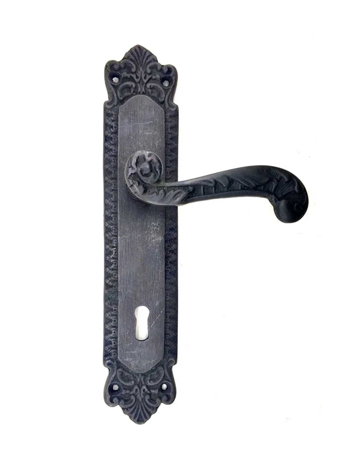 Antika Tarz Dekoratif Pirinç Sultan Banyo Kapı Kolu - 270x54mm, Oksit