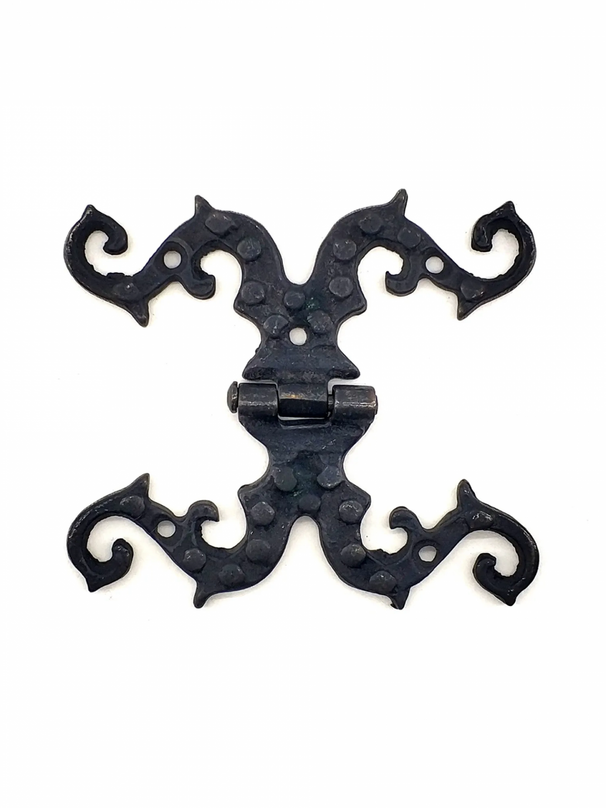 Antika Tarz Dekoratif Pirinç Süslü Menteşe - 100x90 Mm, Oksit