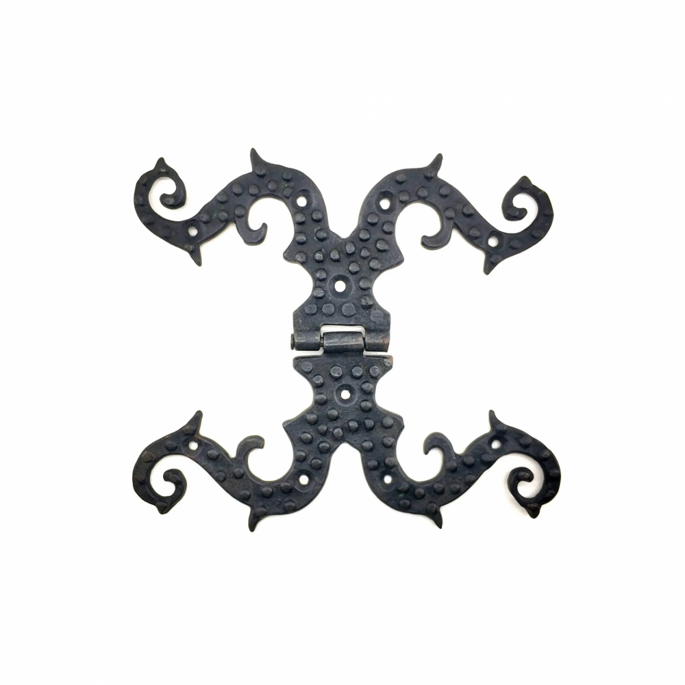 Antika Tarz Dekoratif Pirinç Süslü Menteşe - 190x170 Mm, Oksit