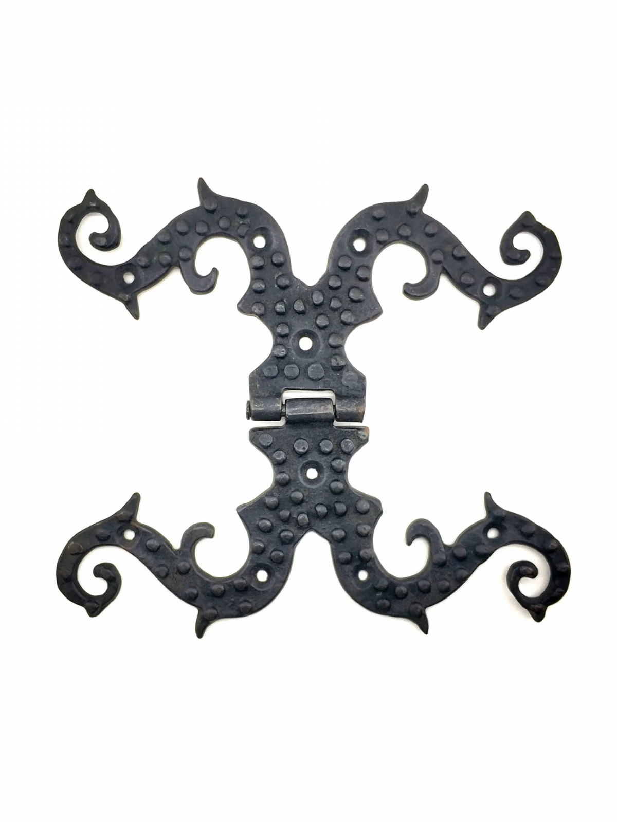 Antika Tarz Dekoratif Pirinç Süslü Menteşe - 190x170 Mm, Oksit