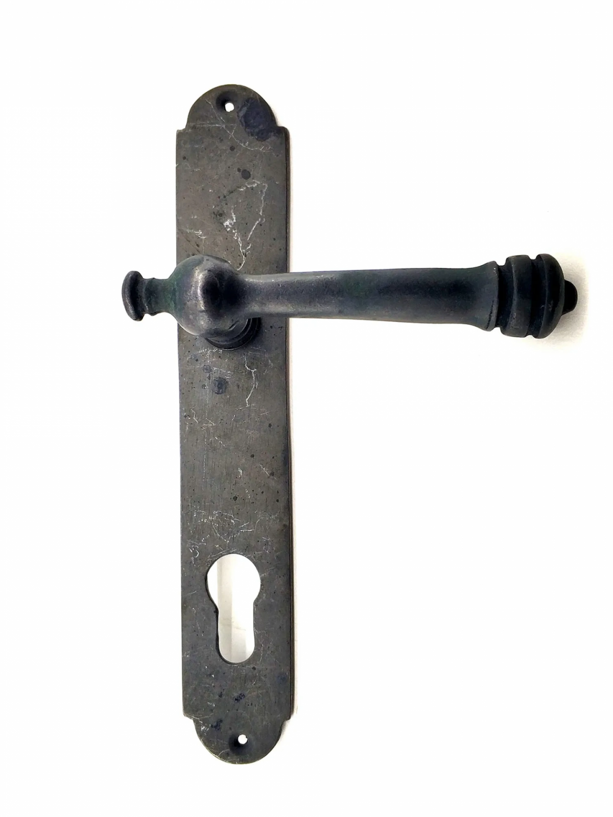 Antika Tarz Dekoratif Pirinç Taşra Yale Kapı Kolu - 220x35 Mm, Oksit