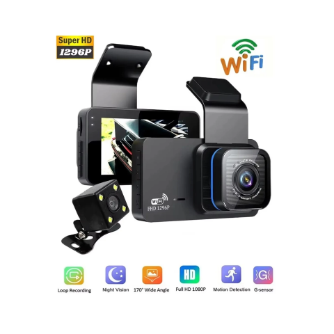 Araç İçi Kamera Wifi Özellikli Ekranlı Ön Ve Geri Görüş Kameralı Mikrofonlu 3 İnç Hd