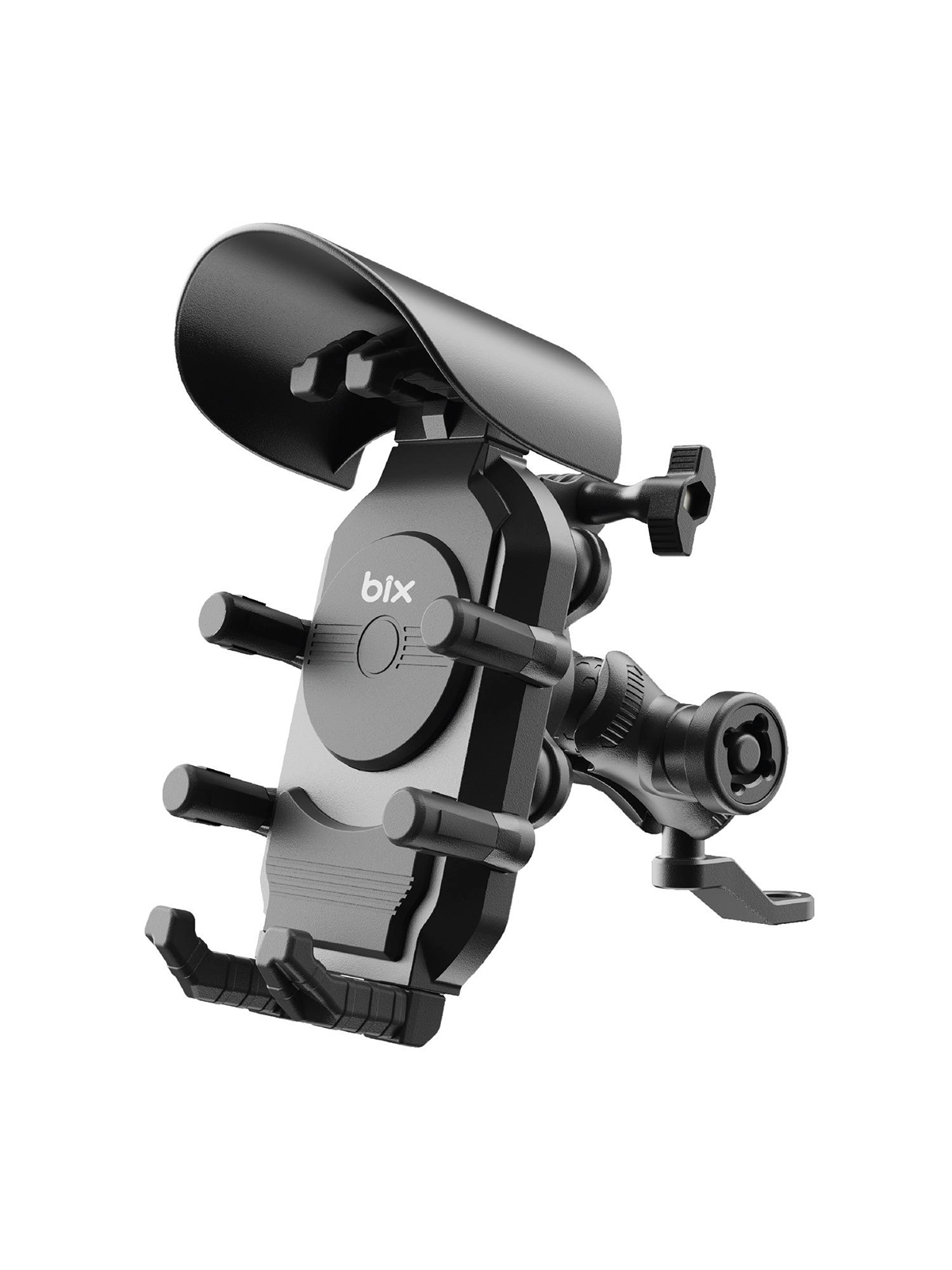 Ayna Bağlantılı Güneş Ve Yağmur Korumalı 360° Derece Ayarlanabilir Motosiklet Telefon Tutucu