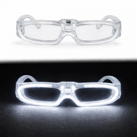 Beyaz Led Işıklı Parti Gözlüğü 3 Modlu – Glow  Gece Eğlence Gözlüğü