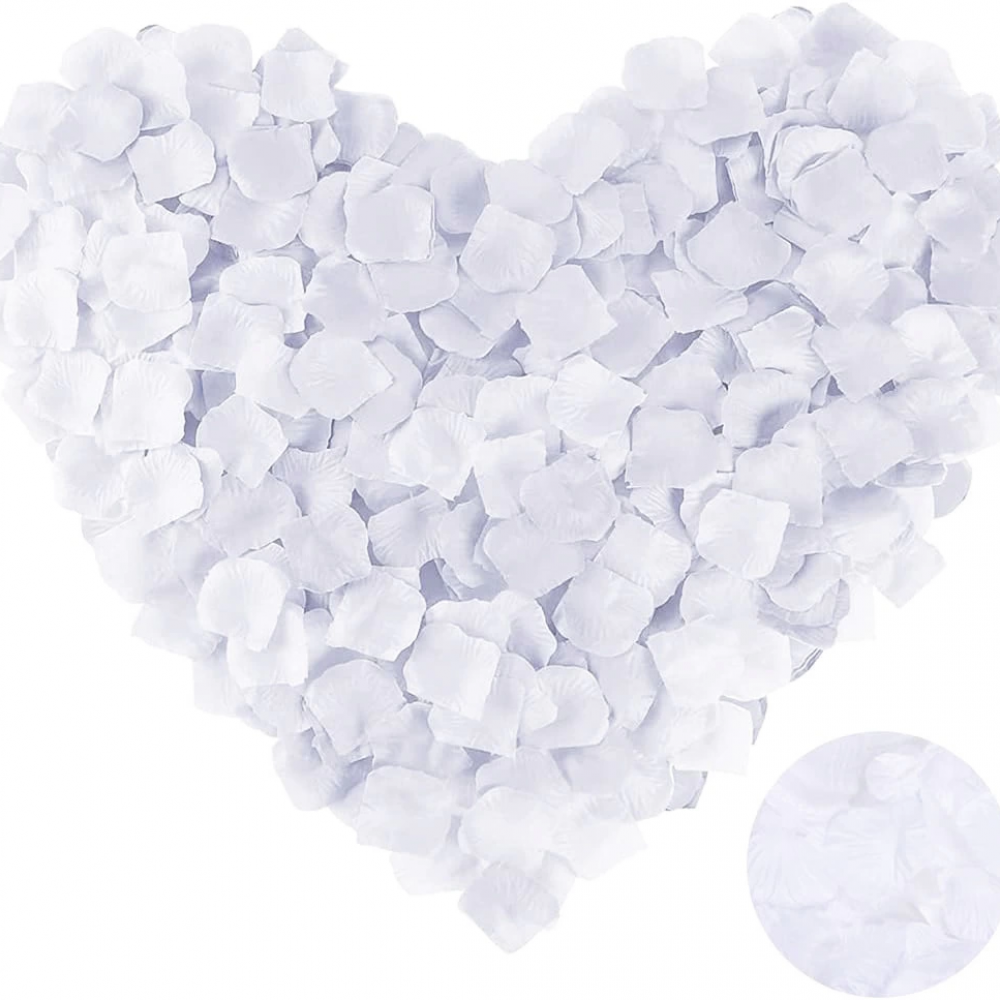 Beyaz Renk Gül Yaprağı Şekilli Konfeti 5 Paket 500 Adet