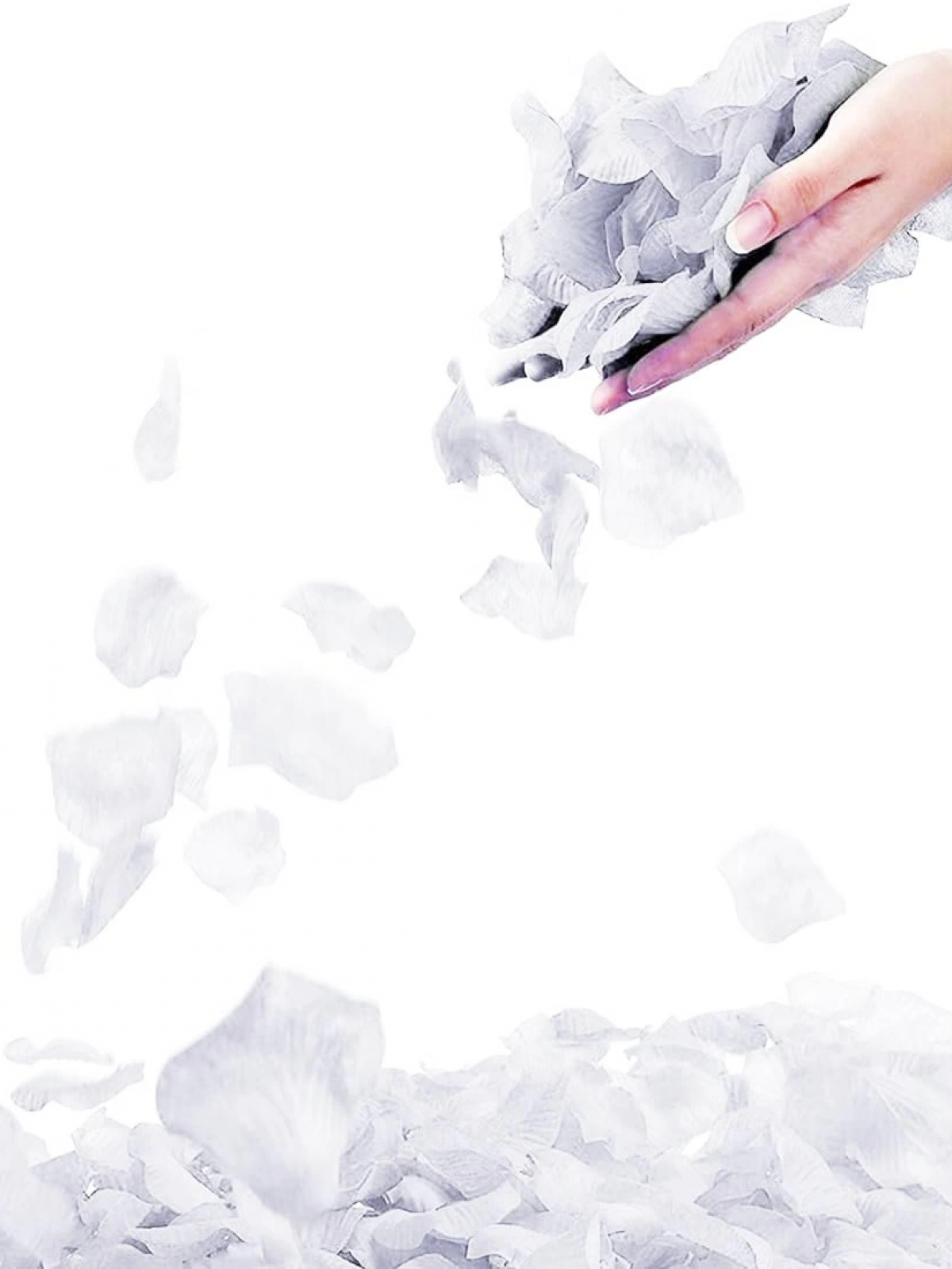 Beyaz Renk Gül Yaprağı Şekilli Konfeti 5 Paket 500 Adet