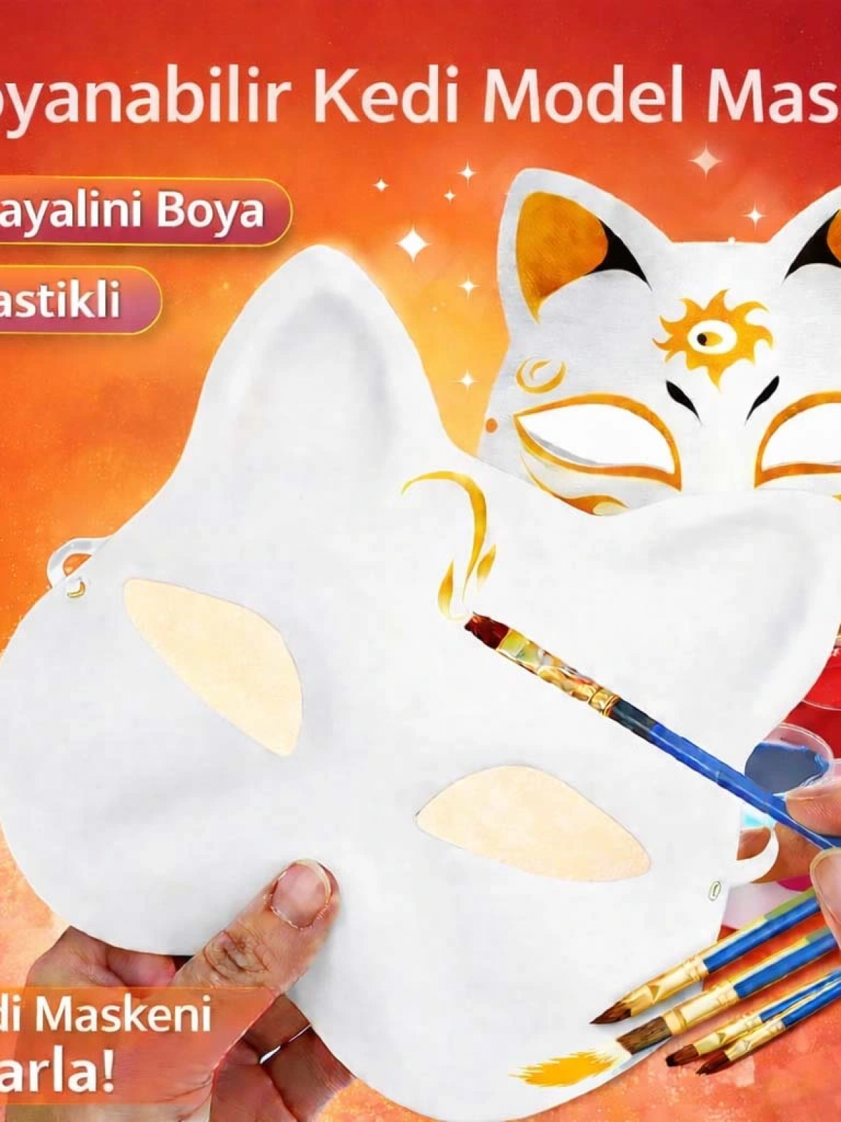 Boyanabilir Kedi Model Maske – Kendi Tasarımını Oluştur
