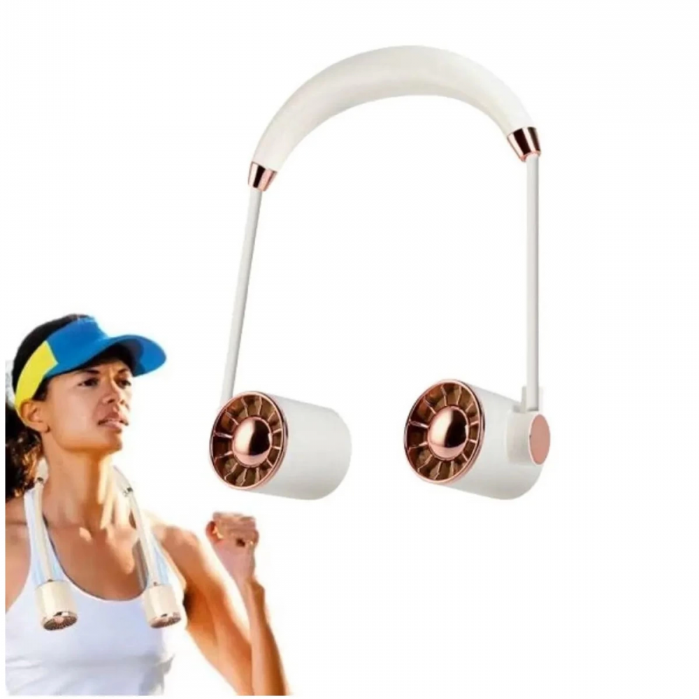 Boyunluk Fan Hava Soğutucu Vantilatör Boyuna Asmalı Şarjlı 3 Kademeli Mini Klima Beyaz