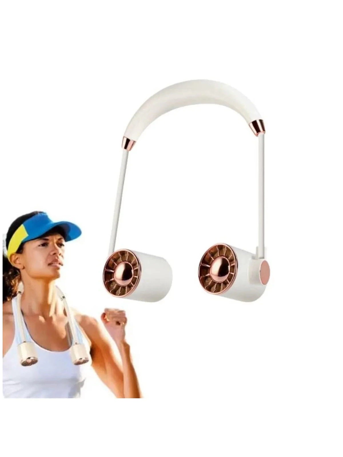 Boyunluk Fan Hava Soğutucu Vantilatör Boyuna Asmalı Şarjlı 3 Kademeli Mini Klima Beyaz