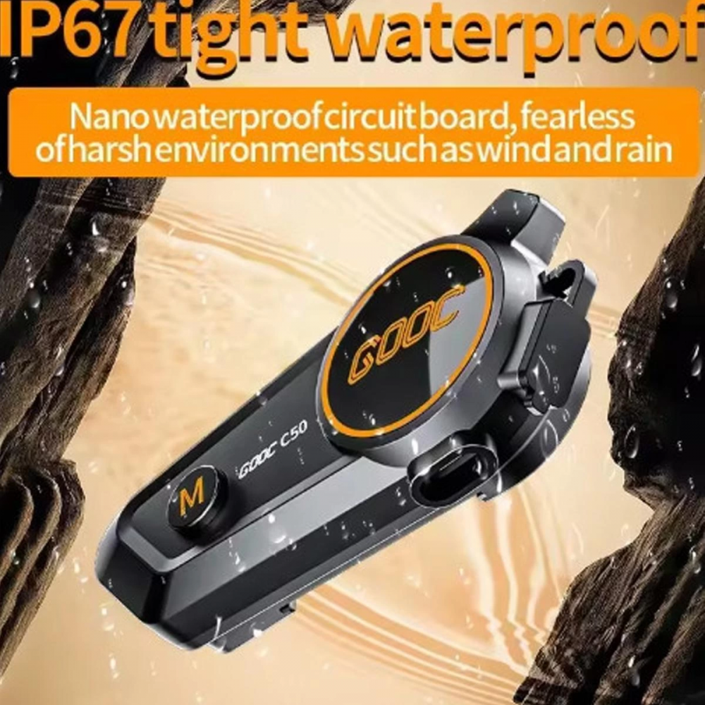 C50 2x Motosiklet Intercom Kask Kulaklık 1000 Mah Rgb Işıklı Çift Eşleşme