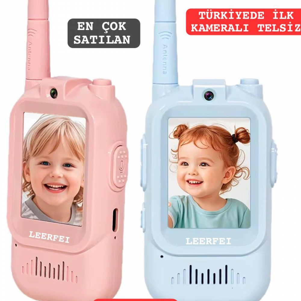 Çocuklar Için Görüntülü Telsiz Konuşma Özellıklı El Telsizi Şarj Edılebılır 50 Mt Menzil Wifi Gerektirmez