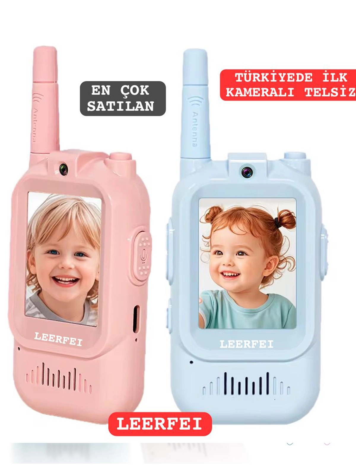 Çocuklar Için Görüntülü Telsiz Konuşma Özellıklı El Telsizi Şarj Edılebılır 50 Mt Menzil Wifi Gerektirmez
