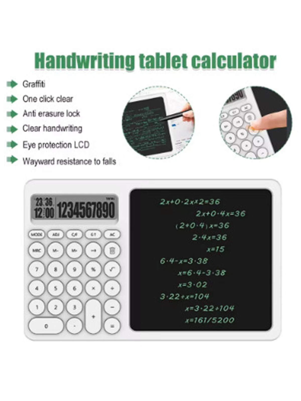Çok Amaçlı Digital Hesap Makinesi Lcd Ekran Yazma Tableti Ofis Okul İçin Silinebilir El Yazısı Not Defteri