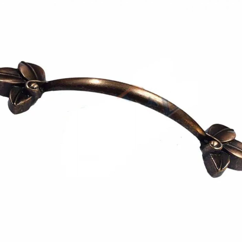 Dekoratif Zamak Yaprak Kulp - 96mm, Eskitme, 100 Adet