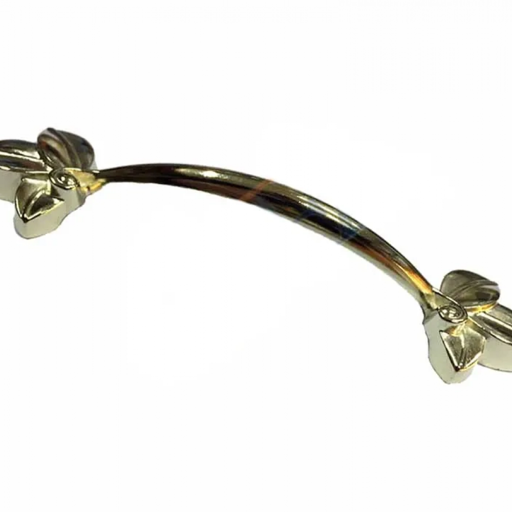 Dekoratif Zamak Yaprak Kulp - 96mm, Sarı, 100 Adet