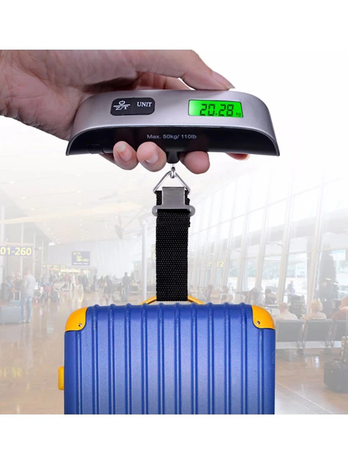 Dijital Işıklı Elektronik Askılı El Bagaj Tartısı Bavul Kantarı Seyahat Çantası 50kg