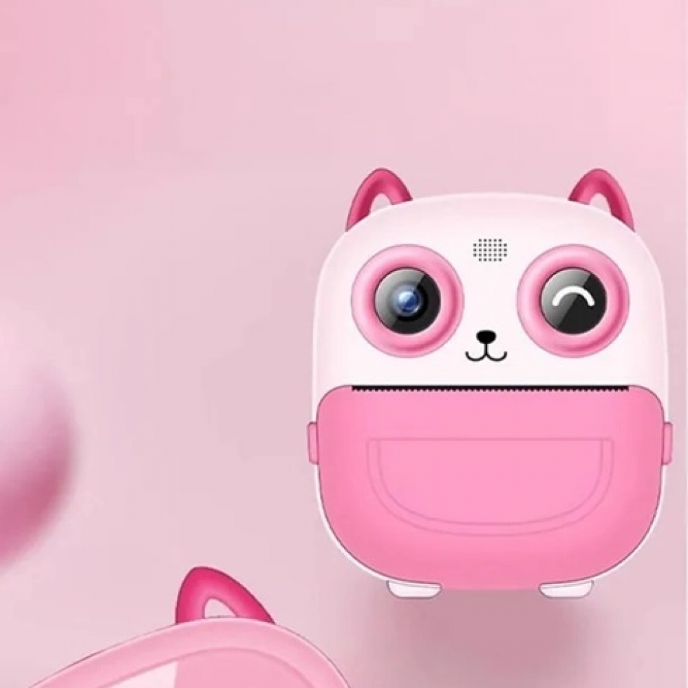 Dijital Video Fotoğraf App Destekli Çocuk Kamerası Termal Resim Kağıt Baskılı Yazıcı Pembe