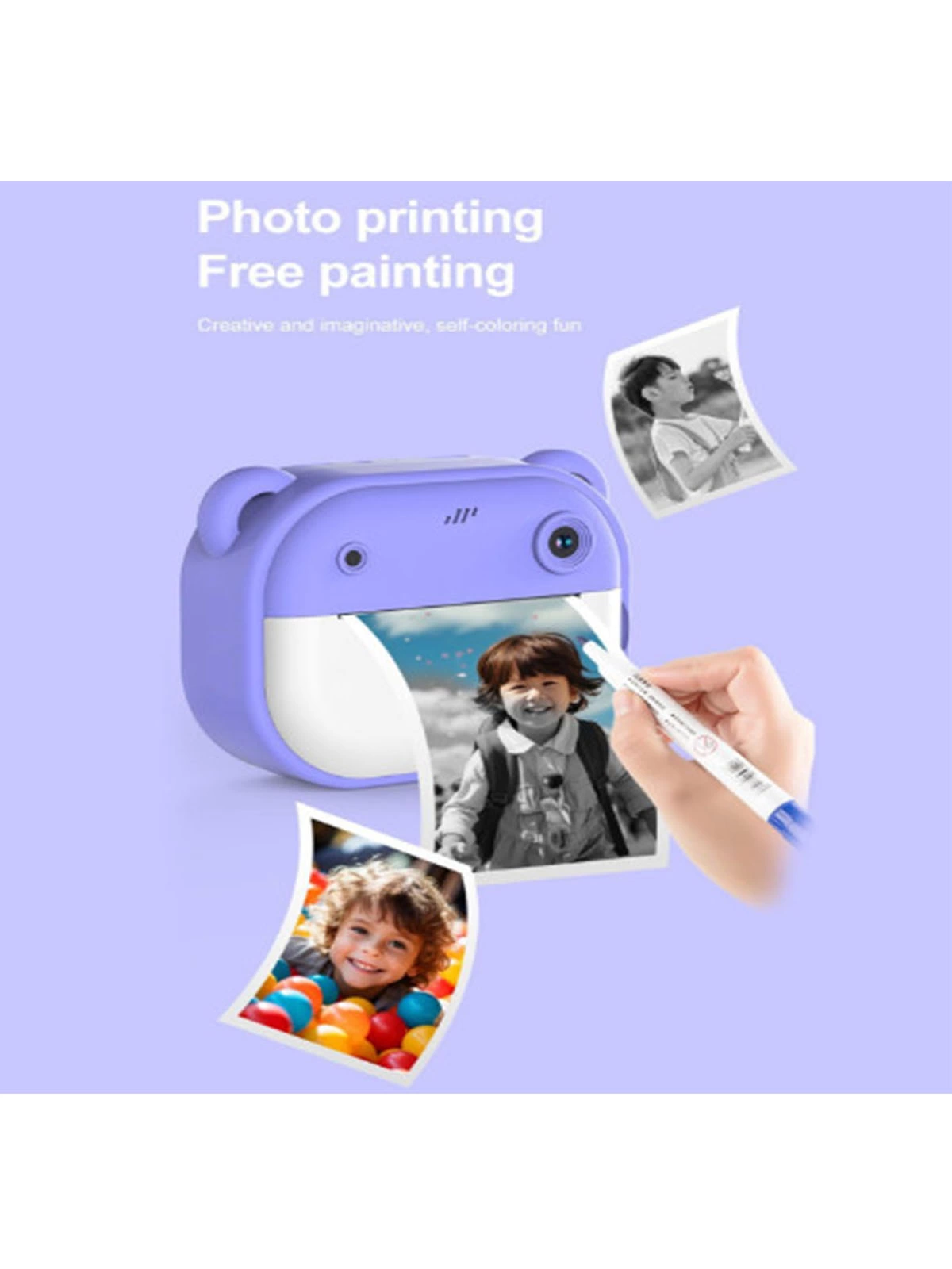 Dijital Video Kayıt Fotoğraf Çocuk Kamerası Anlık Termal Resim Kağıt Baskılı