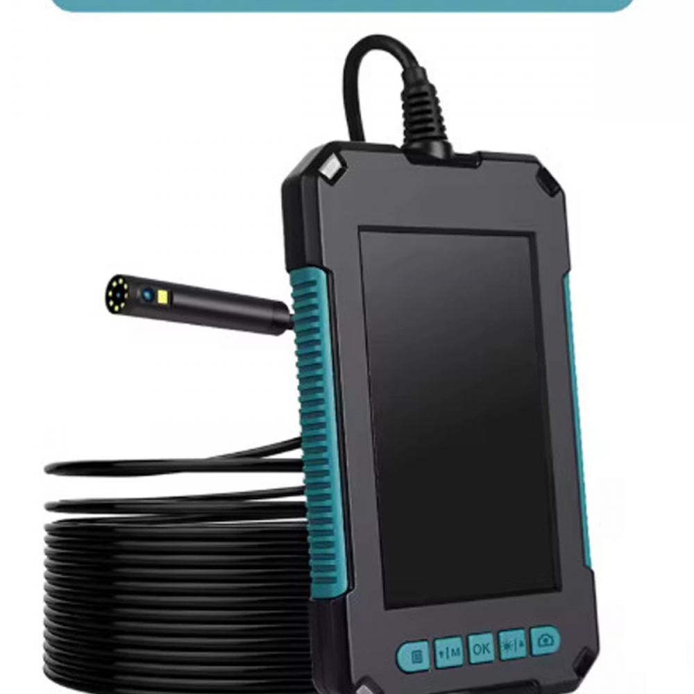 Ekranlı Çift Kameralı 10 Mt Hafıza Kart Destekli Sert Kablo Yılan Endoskop Kamera 5.5 Mm 4.3 Inc