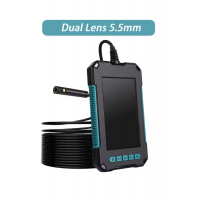 Ekranlı Çift Kameralı 10 Mt Hafıza Kart Destekli Sert Kablo Yılan Endoskop Kamera 5.5 Mm 4.3 Inc