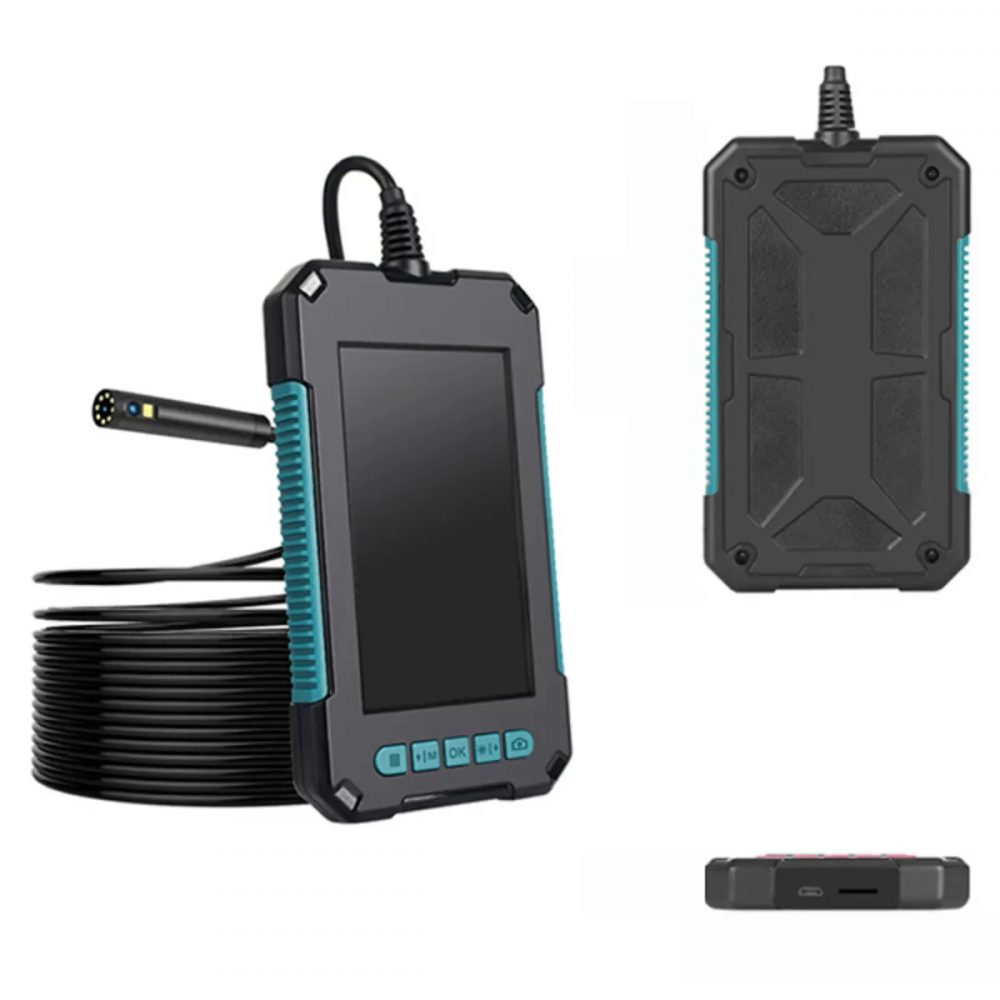 Ekranlı Çift Kameralı 10 Mt Hafıza Kart Destekli Sert Kablo Yılan Endoskop Kamera 5.5 Mm 4.3 Inc