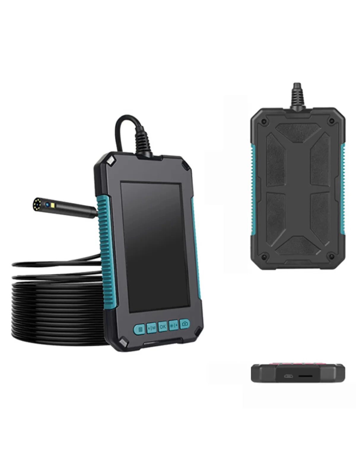 Ekranlı Çift Kameralı 10 Mt Hafıza Kart Destekli Sert Kablo Yılan Endoskop Kamera 5.5 Mm 4.3 Inc