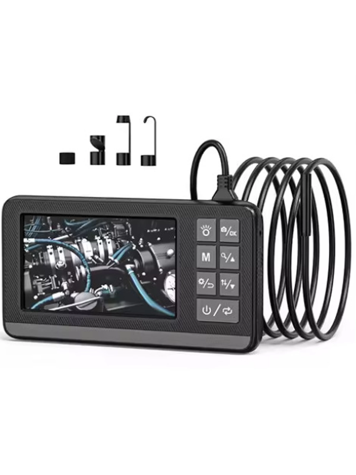 Ekranlı Çift Kameralı 5 Mt Sert Kablo Endoskop Kamera 8 Mm 4.3 Inc Hafıza Kart Destekli