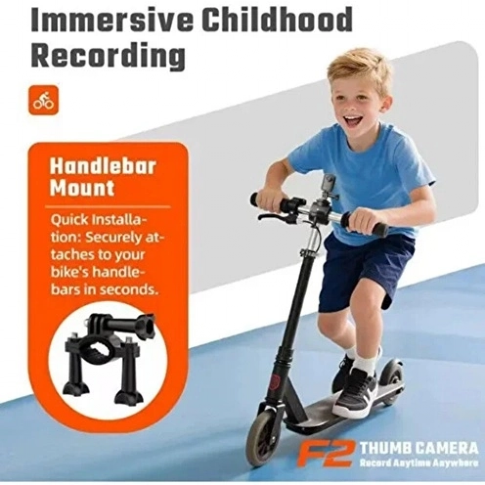 F2 2k 1080p Parmak Kamera 130° Geniş Açı Ips Ekranlı 25g Mini Taşınabilir Cep Kamerası Beyaz