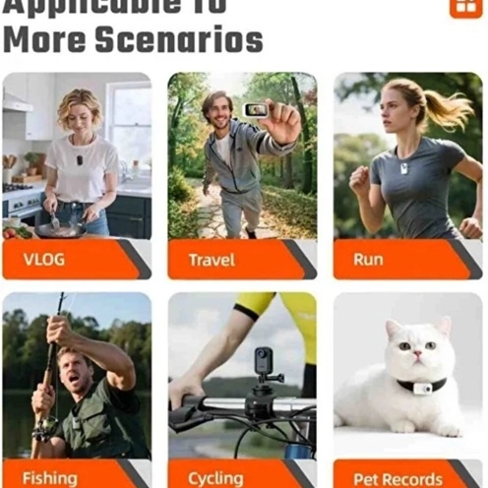 F2 2k 1080p Parmak Kamera 130° Geniş Açı Ips Ekranlı 25g Mini Taşınabilir Cep Kamerası Siyah