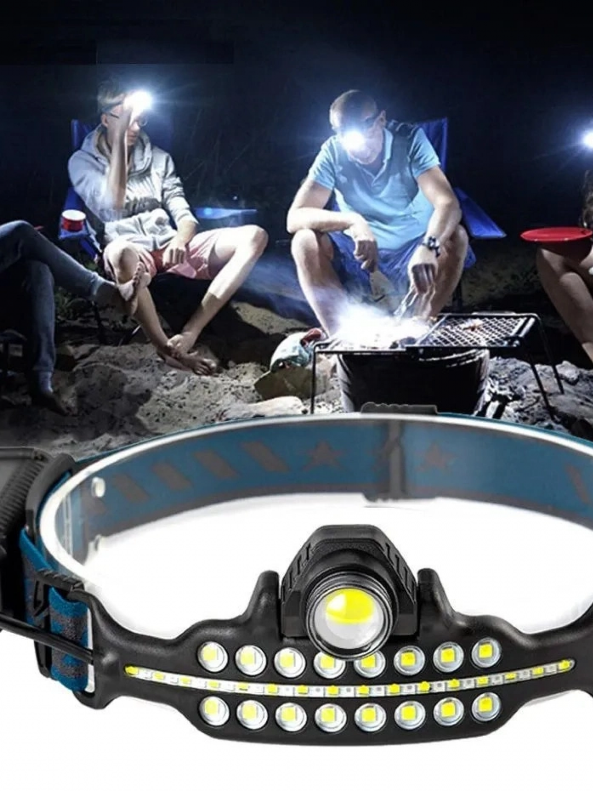 Fithome W690 7 Aydınlatma Modlu Xpe Cob  Led Sensörlü Dahili Pilli Usb Şarj Edilebilir Kafa Feneri