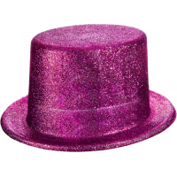 Fuşya Pembe Renk Parıltılı Simli Fötr Silindir Parti Şapkası