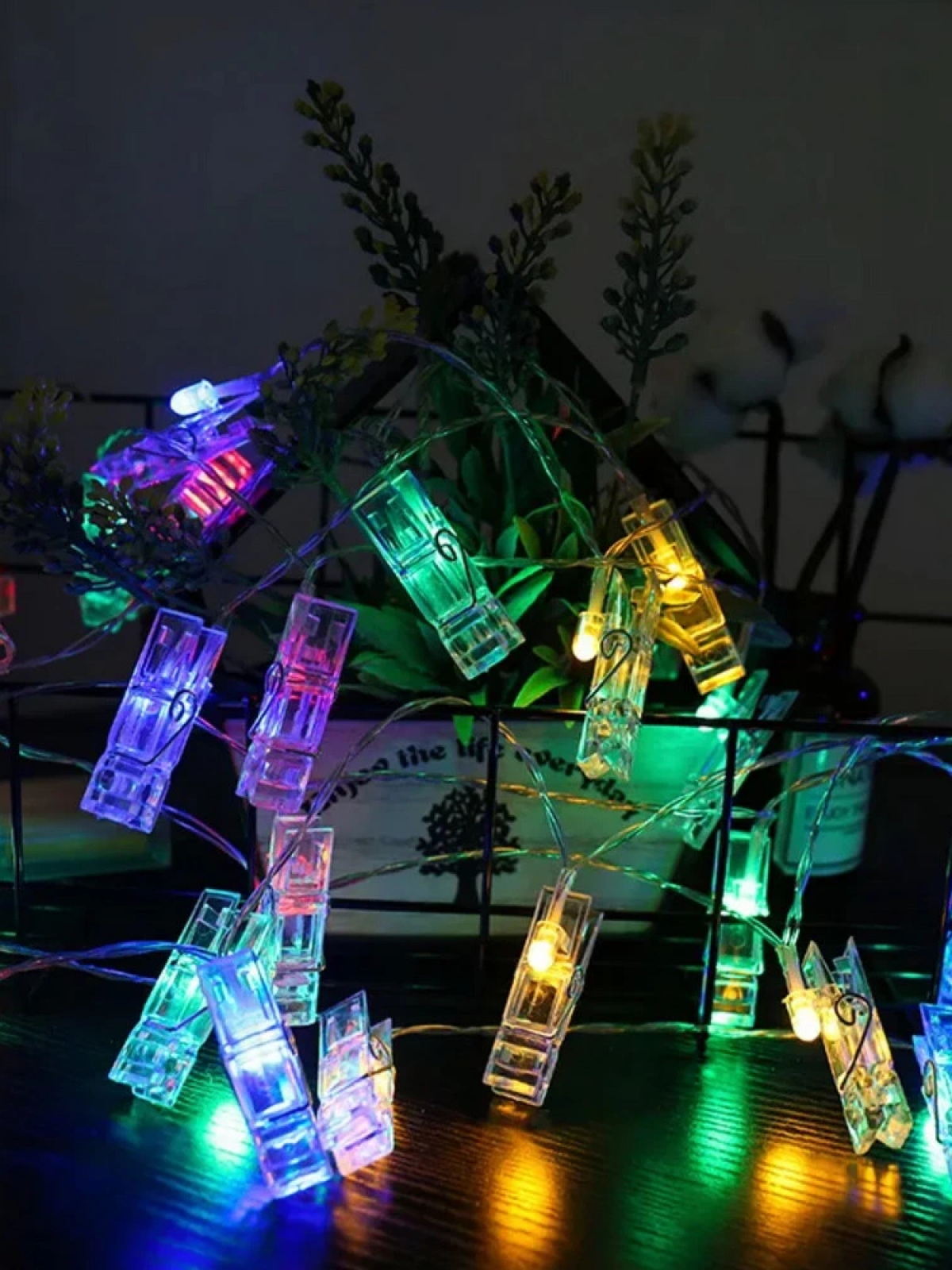 Gd972 Şerit Pilli Aydınlatma 2 Metre 10 Adet Rgb Mandal Led