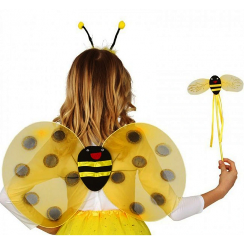 Gösteri Arı Kostüm Seti – Çocuklar İçin Kanat, Taç Ve Asa Aksesuarı