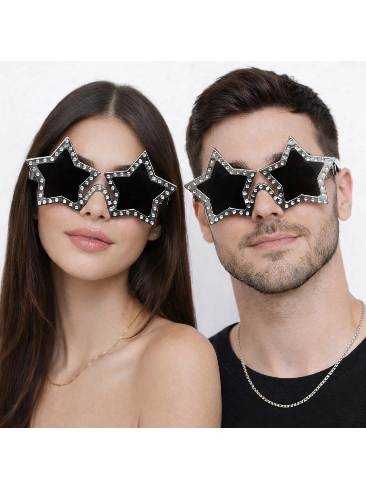 Gümüş Renk Disko Yıldızı Retro Parti Gözlüğü 16x7 Cm