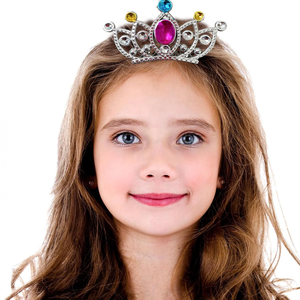 Gümüş Renk Taraklı Model Prenses Kraliçe Tacı 2 No 12x7 Cm