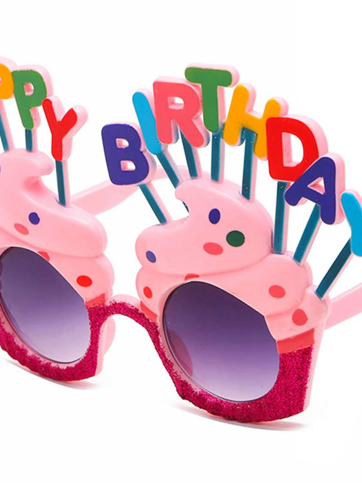 Happy Birthday Yazılı Pembe Fuşya Renk Parti Gözlüğü 12x7 Cm