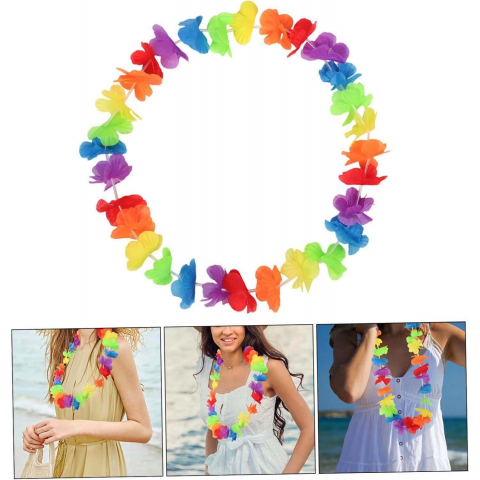 Hawaii Çiçekli Boyun Kolyesi - Renkli Tropikal Parti Leisi
