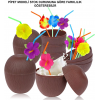 Hindistan Cevizi Hawaii Luau Aloha Pipetli İçecek Kabı Bardak 10x13 Cm 1 Adet