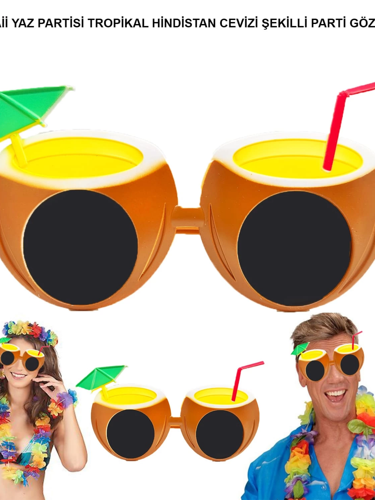 Hindistan Cevizi Tropikal Hawaii Yaza Merhaba Parti Gözlüğü